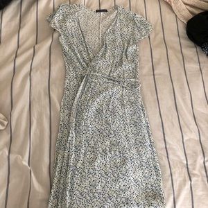 Long Robbie wrap dress blue and green floral